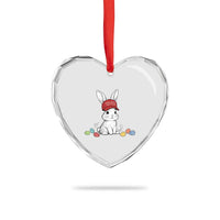 Funny Easter Bunny Wearing Hat American Heart Crystal Glass Ornament