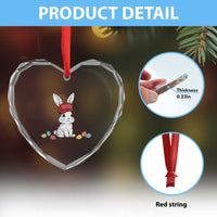 Funny Easter Bunny Wearing Hat American Heart Crystal Glass Ornament