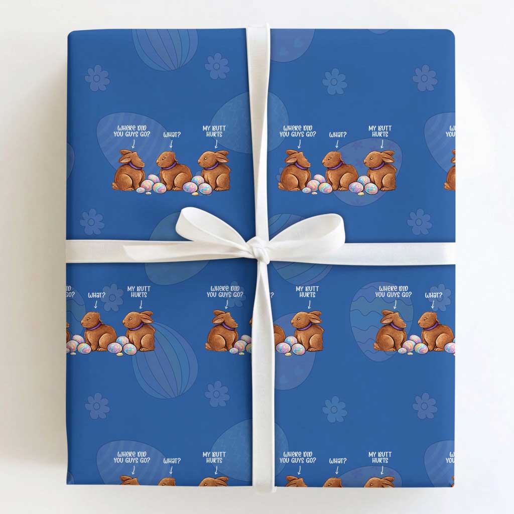Funny Easter Bunny Wrapping Paper Roll Where Did You Guys Go Chocolate