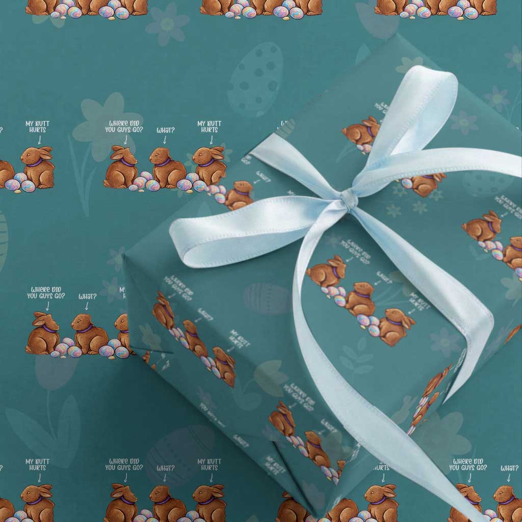 Funny Easter Bunny Wrapping Paper Roll Where Did You Guys Go Chocolate