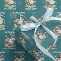 Funny Easter Chicken Bunny Ears Wrapping Paper Roll Somebunny Needs Eggs