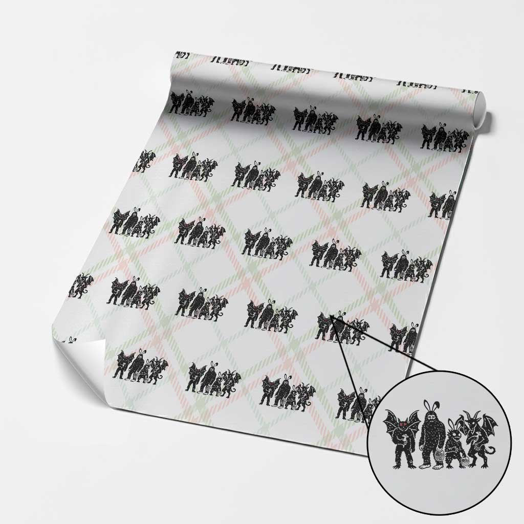 Funny Easter Cryptid Squad Wrapping Paper Roll Bigfoot Mothman Jersey Devil Chupacabra Gift