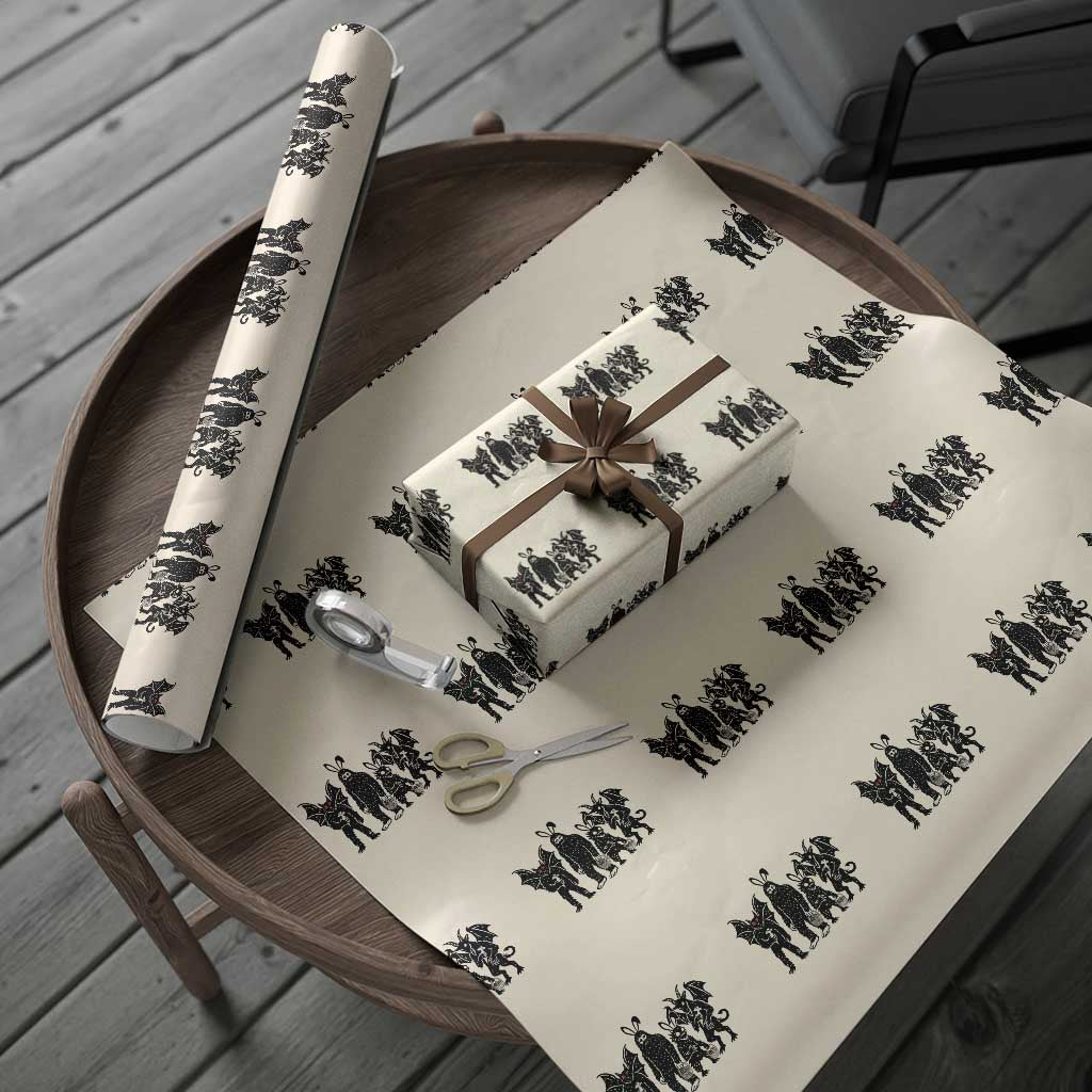 Funny Easter Cryptid Squad Wrapping Paper Roll Bigfoot Mothman Jersey Devil Chupacabra Gift