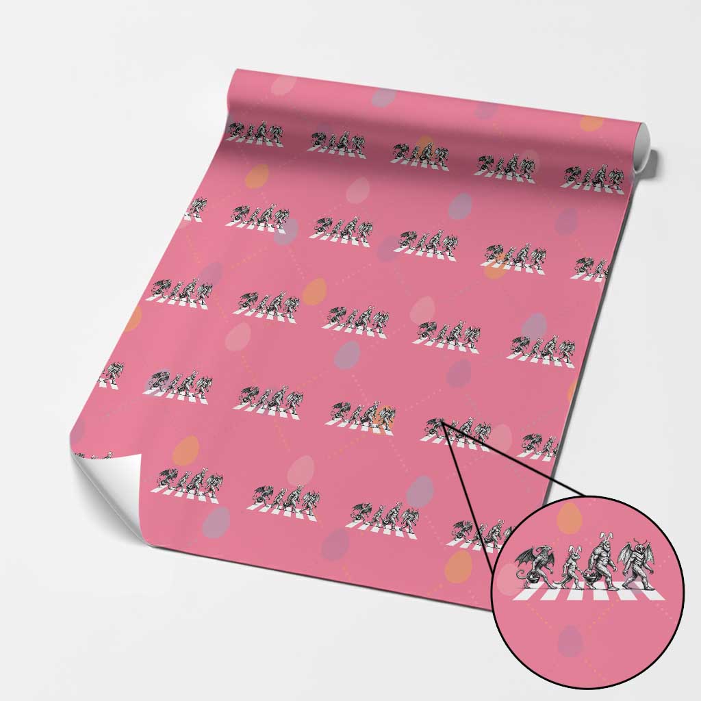 Funny Easter Cryptid Walk Wrapping Paper Roll Bigfoot Mothman Jersey Devil Chupacabra