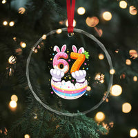 Funny Easter Day Bunny 67 Six Seven Meme Crystal Glass Ornament