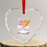 Funny Easter Day Bunny 67 Six Seven Meme Heart Crystal Glass Ornament