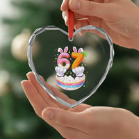 Funny Easter Day Bunny 67 Six Seven Meme Heart Crystal Glass Ornament