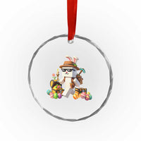 Funny Easter Day Bunny Miner Egg Video Game Crystal Glass Ornament