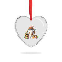 Funny Easter Day Bunny Miner Egg Video Game Heart Crystal Glass Ornament