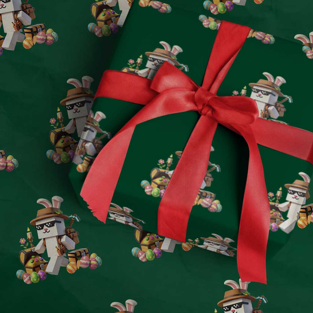 Funny Easter Day Bunny Miner Egg Video Game Wrapping Paper Roll
