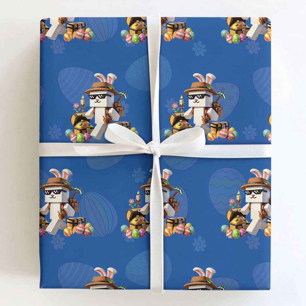 Funny Easter Day Bunny Miner Egg Video Game Wrapping Paper Roll