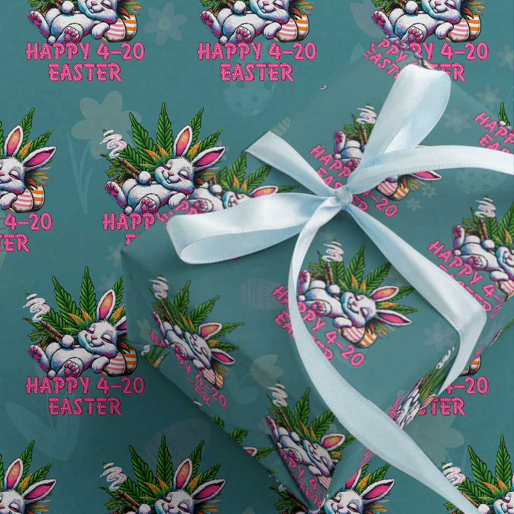 Funny Easter Day Cannabis Weed Wrapping Paper Roll Happy 420 Easter Bunny