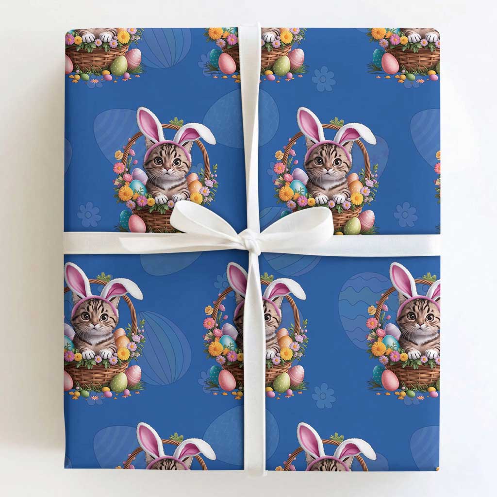 Funny Easter Day Cat Bunny Ears Egg Basket Wrapping Paper Roll