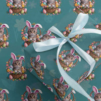 Funny Easter Day Cat Bunny Ears Egg Basket Wrapping Paper Roll