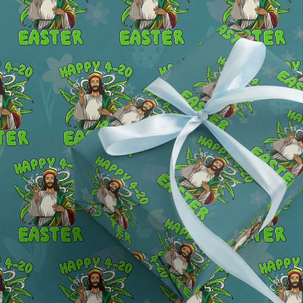 Funny Easter Day Christian Weed Wrapping Paper Roll Happy 420 Easter Jesus Smokes Stoner