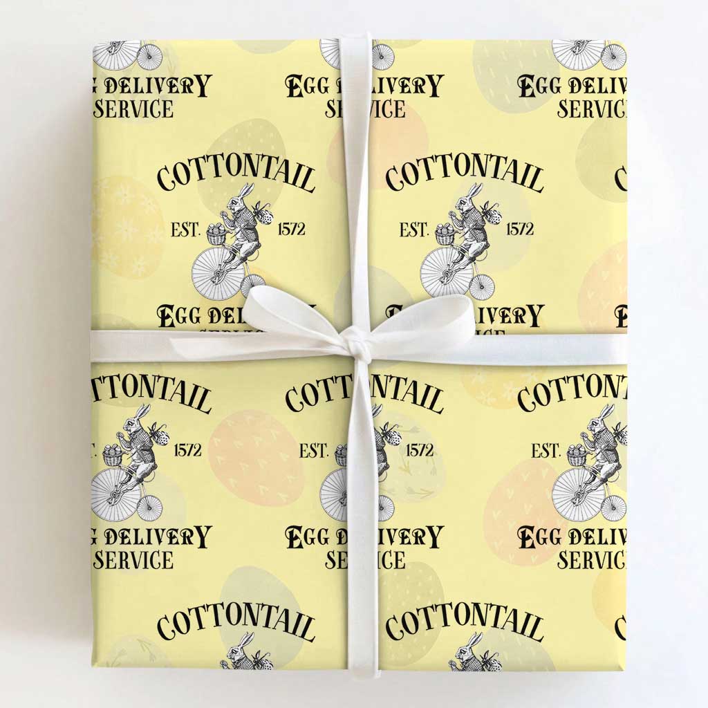 Funny Easter Day Cottontail Egg Delivery Service Wrapping Paper Roll Bunny Rabbit