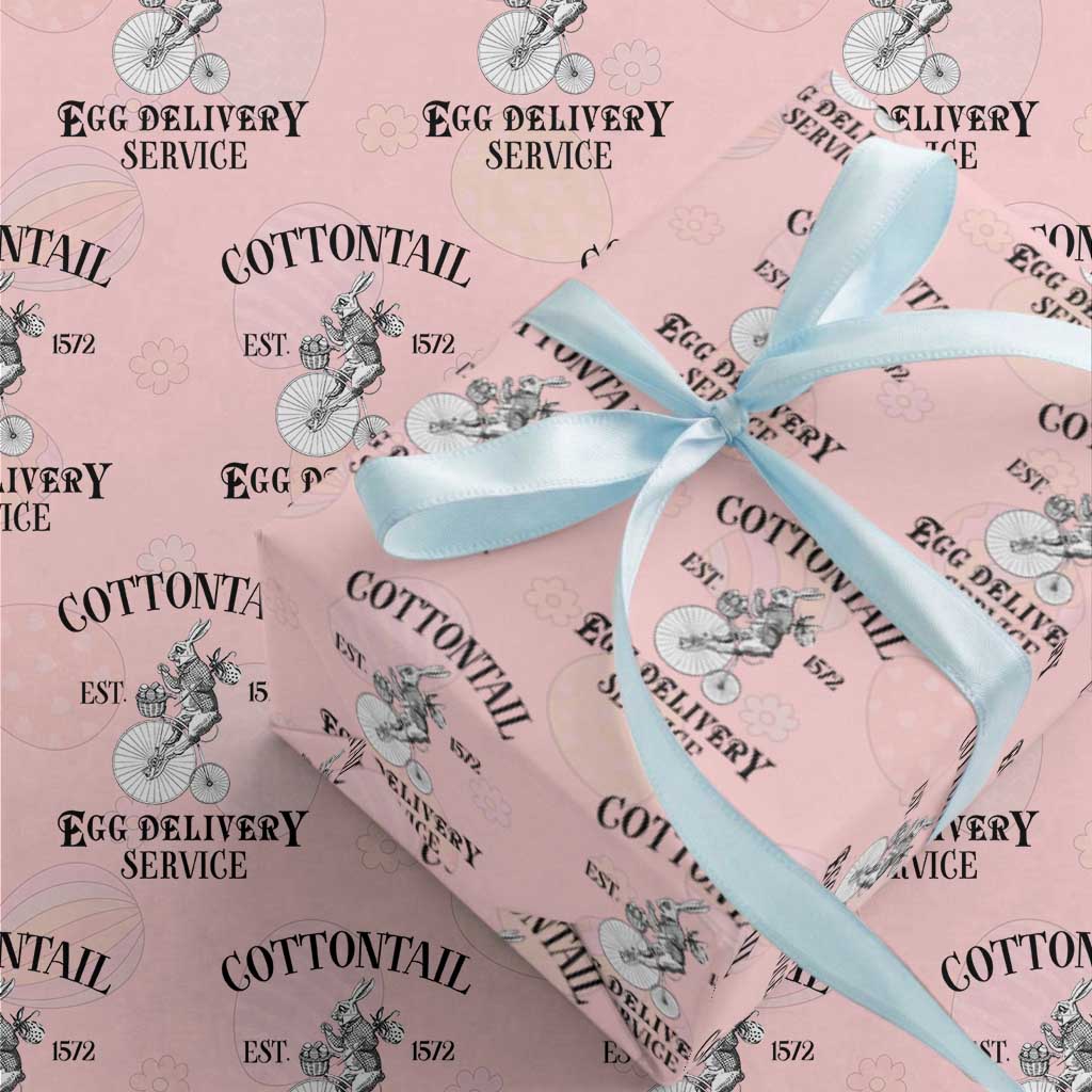 Funny Easter Day Cottontail Egg Delivery Service Wrapping Paper Roll Bunny Rabbit