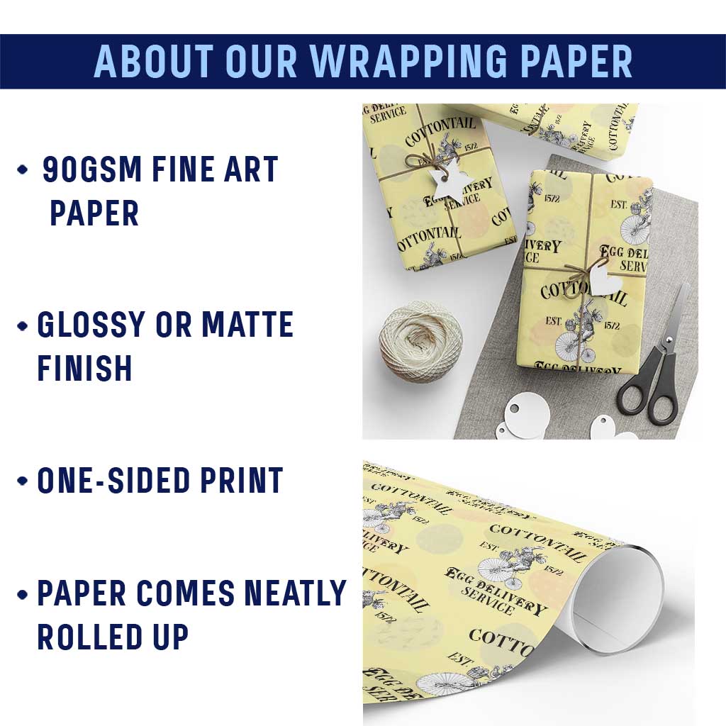 Funny Easter Day Cottontail Egg Delivery Service Wrapping Paper Roll Bunny Rabbit