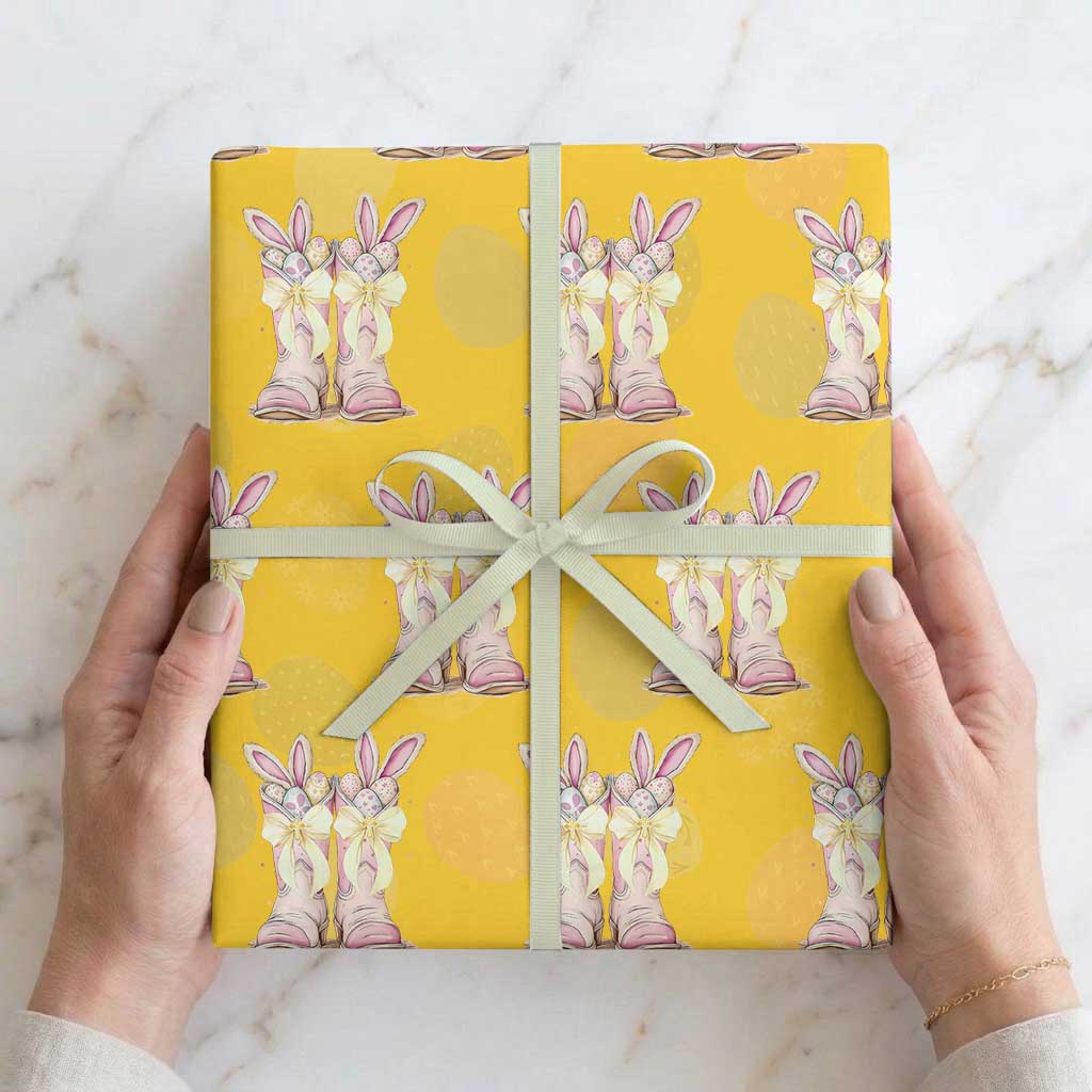 Funny Easter Day Cowgirl Egg Cowboy Boots Wrapping Paper Roll