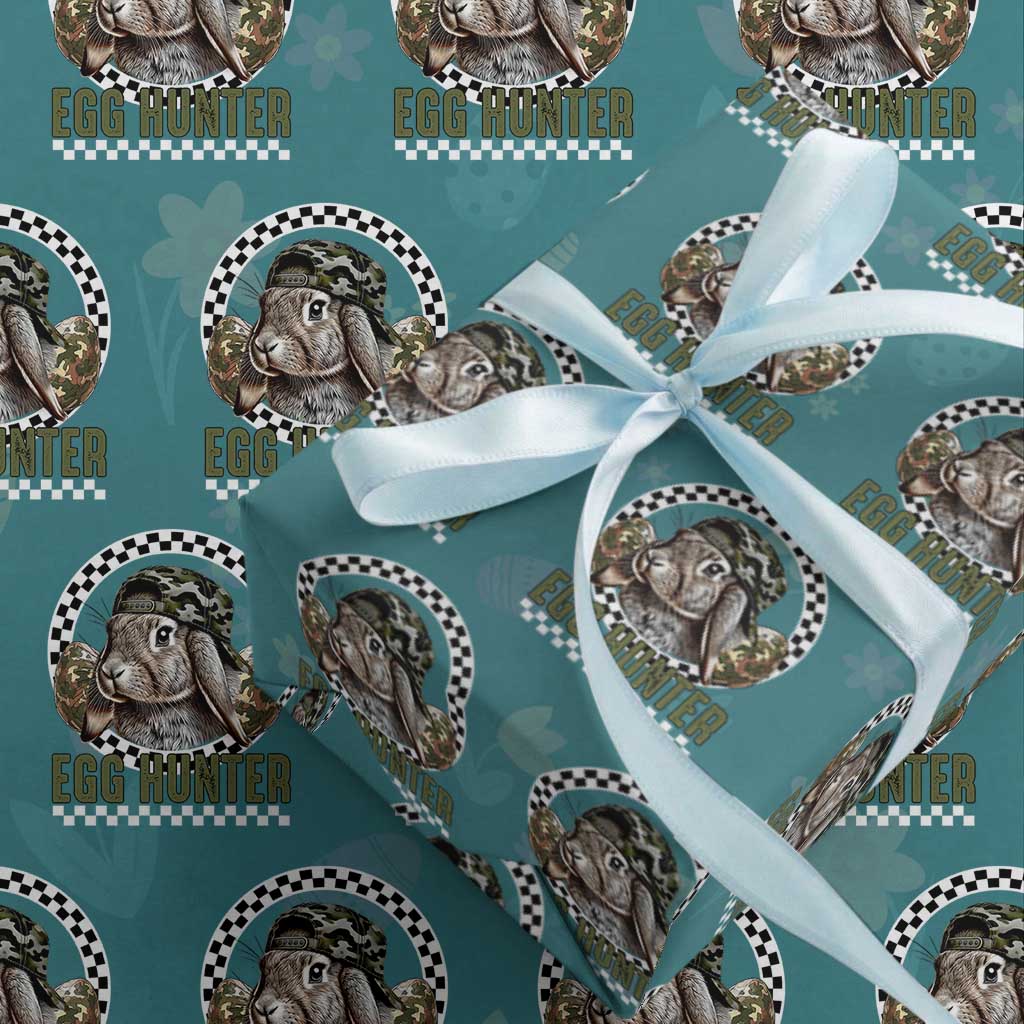 Funny Easter Day Egg Hunter Wrapping Paper Roll Bunny Hunting Camo Egg