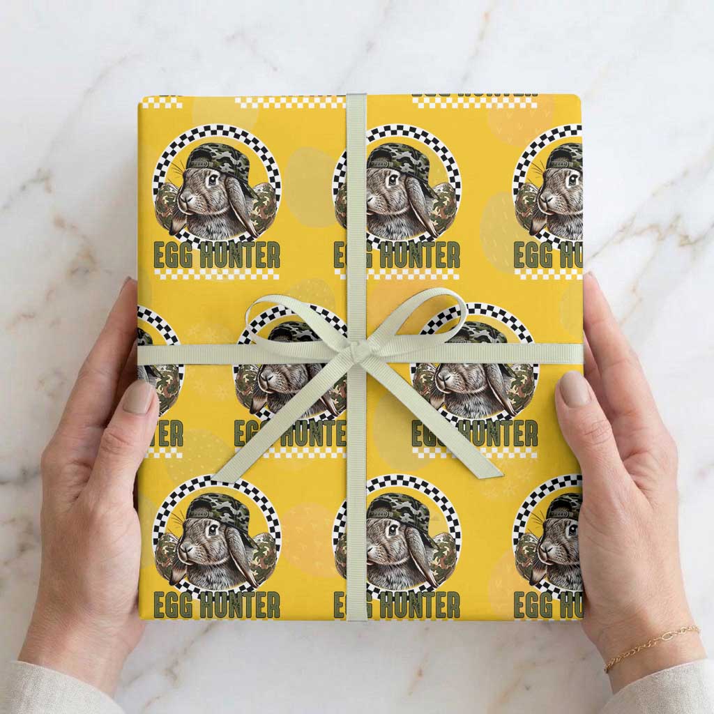 Funny Easter Day Egg Hunter Wrapping Paper Roll Bunny Hunting Camo Egg