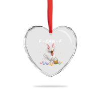Funny Easter Day F Caw F Chicken Bunny Rooster Meme Heart Crystal Glass Ornament