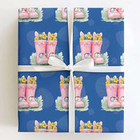 Funny Easter Day Gardening Wrapping Paper Roll Gardener Boots Bunny Ears Colorful Eggs