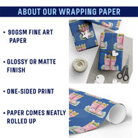 Funny Easter Day Gardening Wrapping Paper Roll Gardener Boots Bunny Ears Colorful Eggs