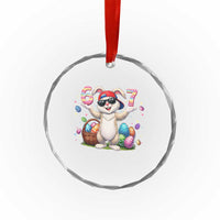 Funny Easter Day Six Seven 67 Bunny Boys Kids Crystal Glass Ornament