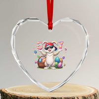 Funny Easter Day Six Seven 67 Bunny Boys Kids Heart Crystal Glass Ornament