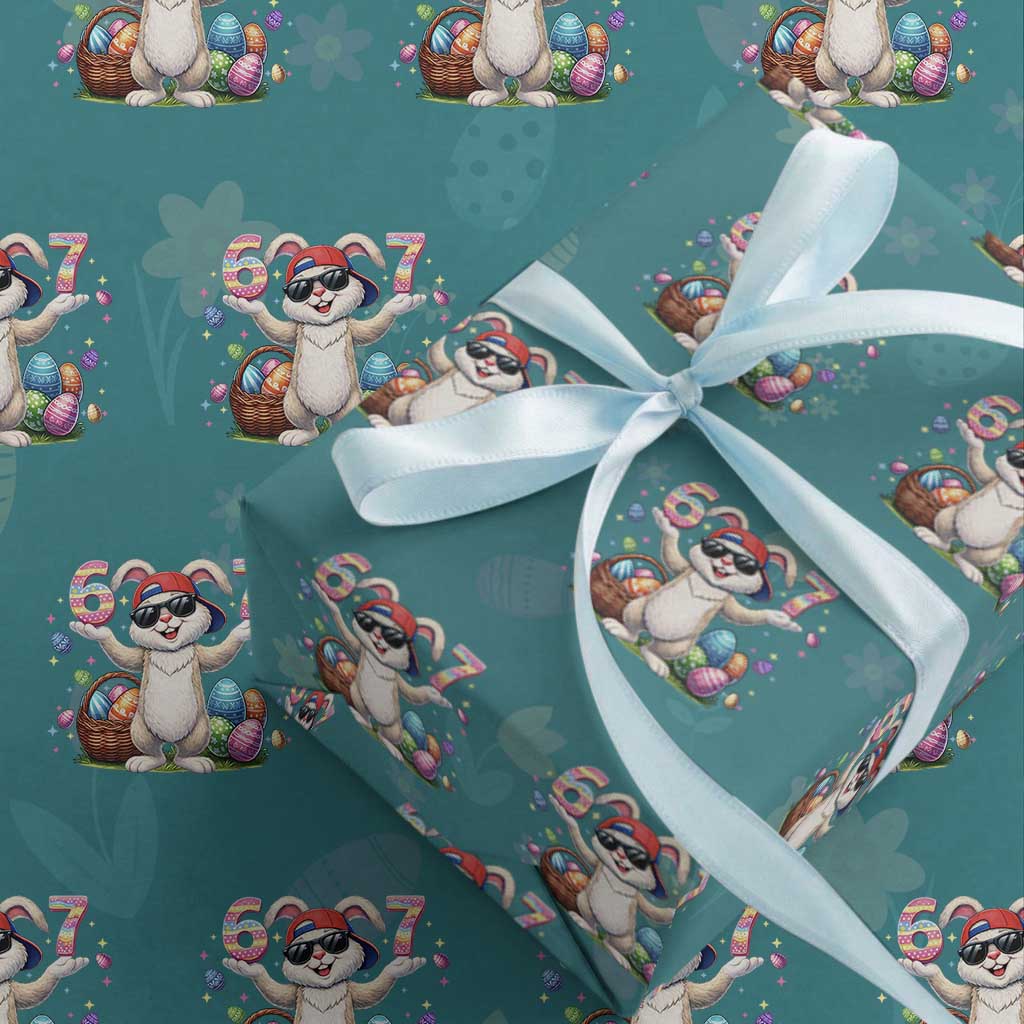 Funny Easter Day Six Seven 67 Bunny Boys Kids Wrapping Paper Roll