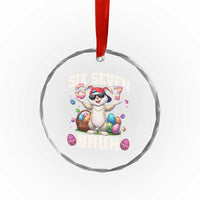 Funny Easter Day Six Seven Bruh Crystal Glass Ornament 67 Bunny Easter Eggs