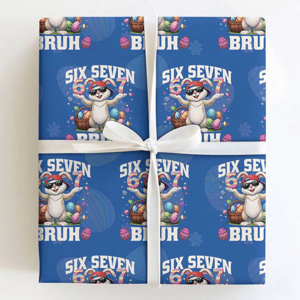 Funny Easter Day Six Seven Bruh Wrapping Paper Roll 67 Bunny Easter Eggs