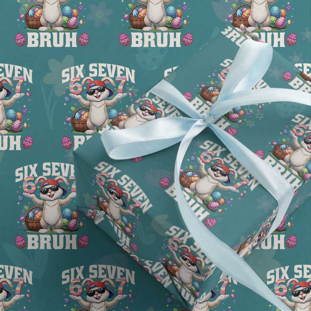 Funny Easter Day Six Seven Bruh Wrapping Paper Roll 67 Bunny Easter Eggs