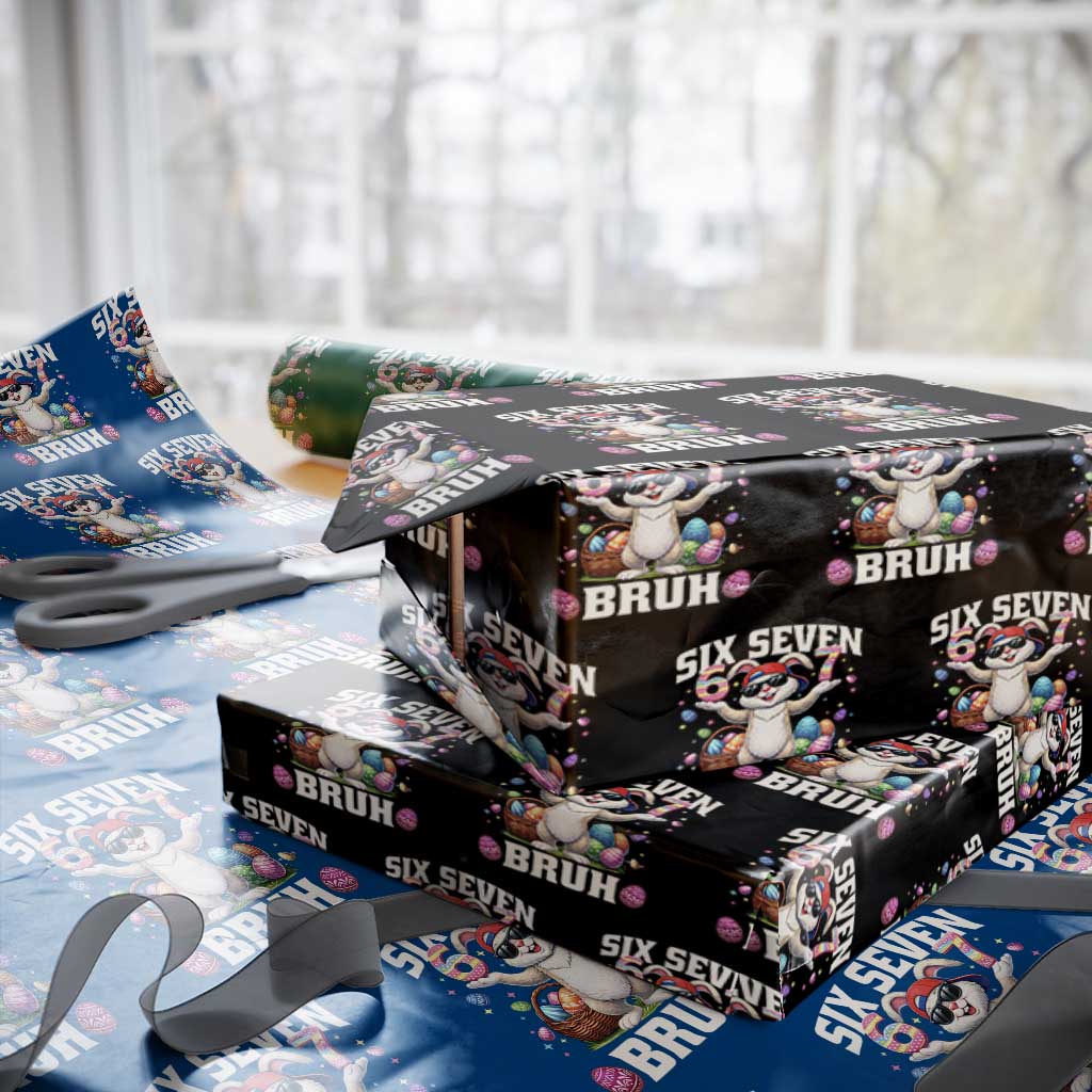 Funny Easter Day Six Seven Bruh Wrapping Paper Roll 67 Bunny Easter Eggs
