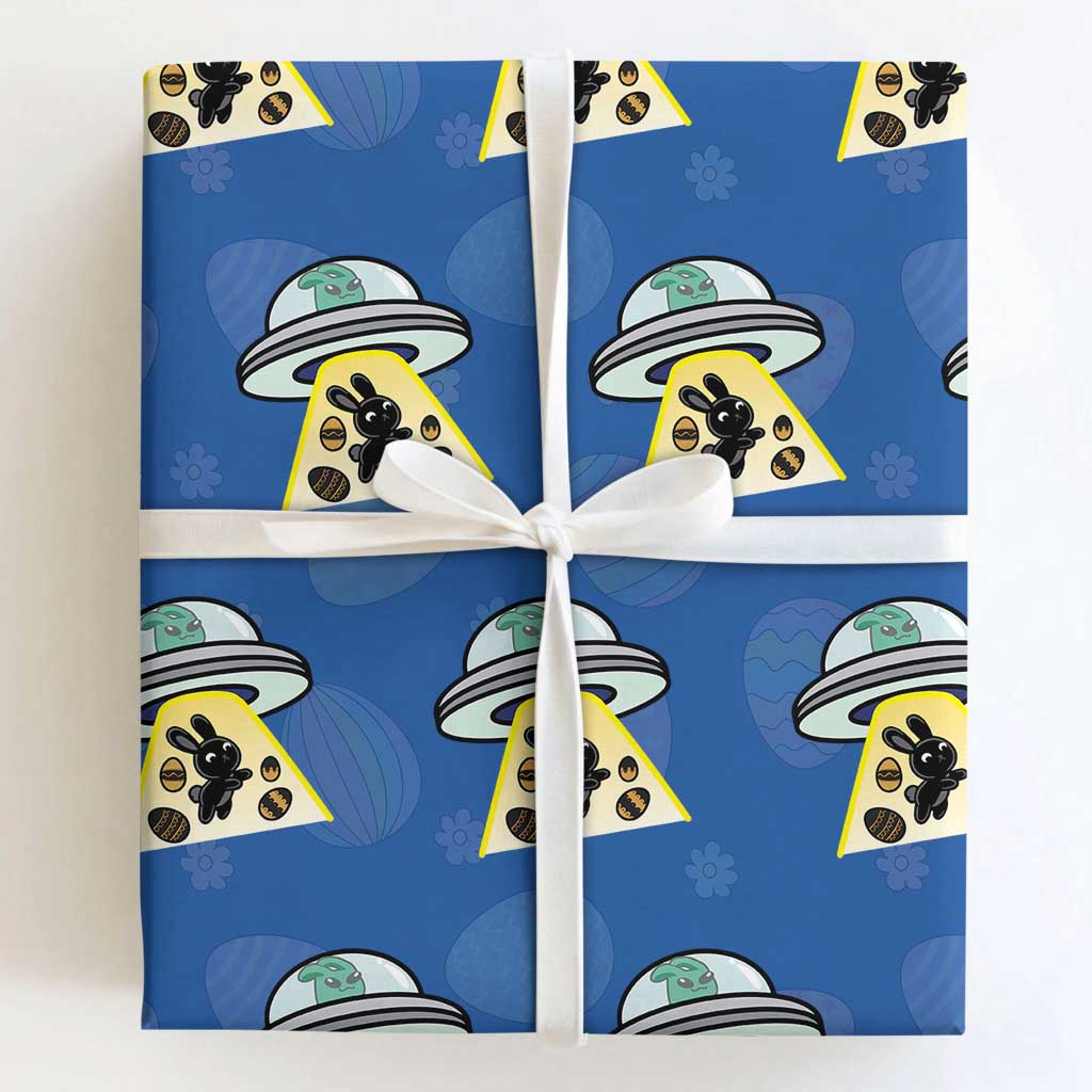 Funny Easter Day UFO Alien Bunny Wrapping Paper Roll
