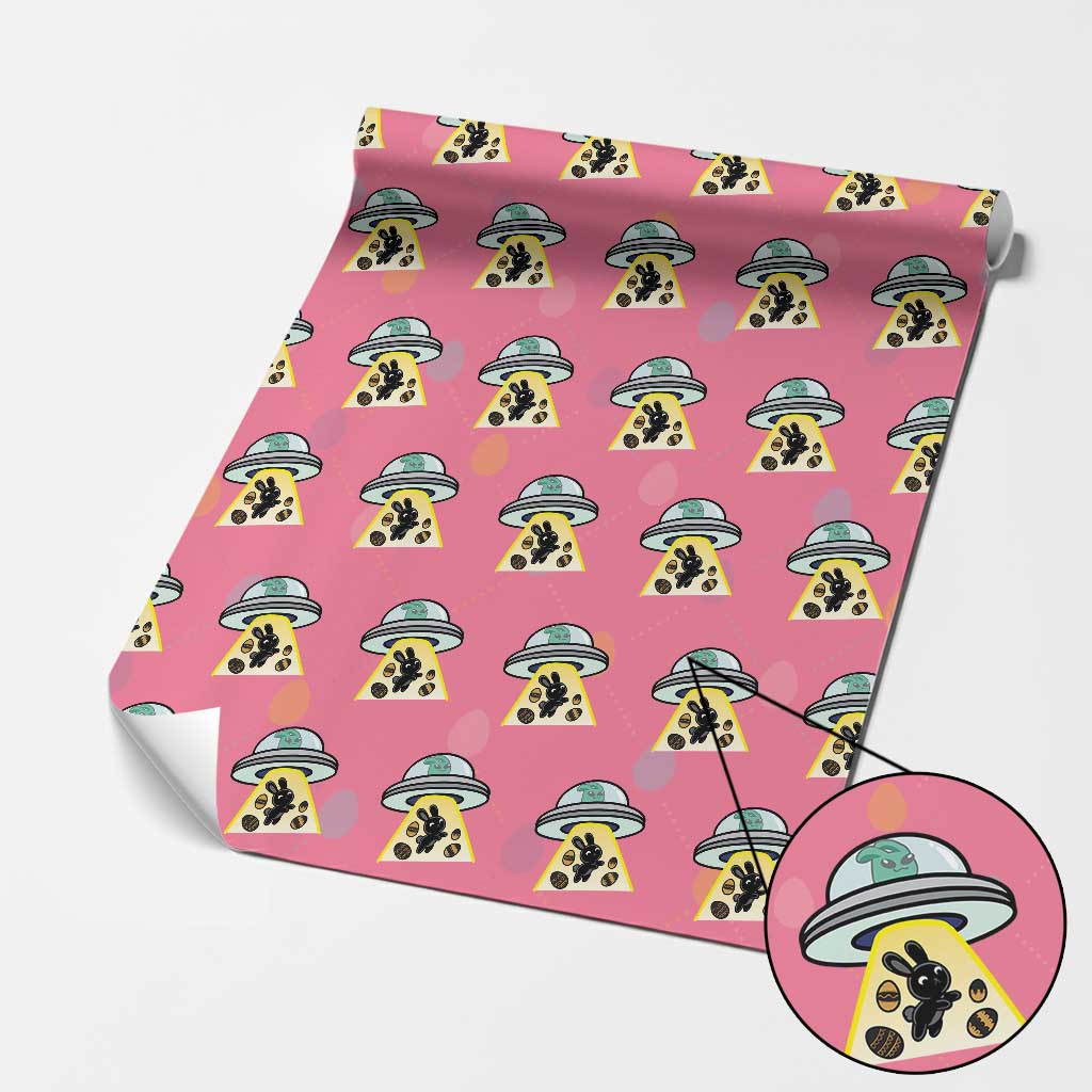 Funny Easter Day UFO Alien Bunny Wrapping Paper Roll