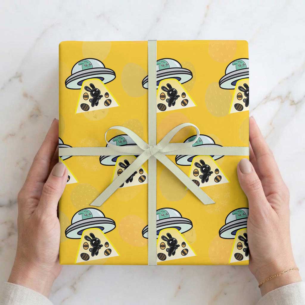 Funny Easter Day UFO Alien Bunny Wrapping Paper Roll
