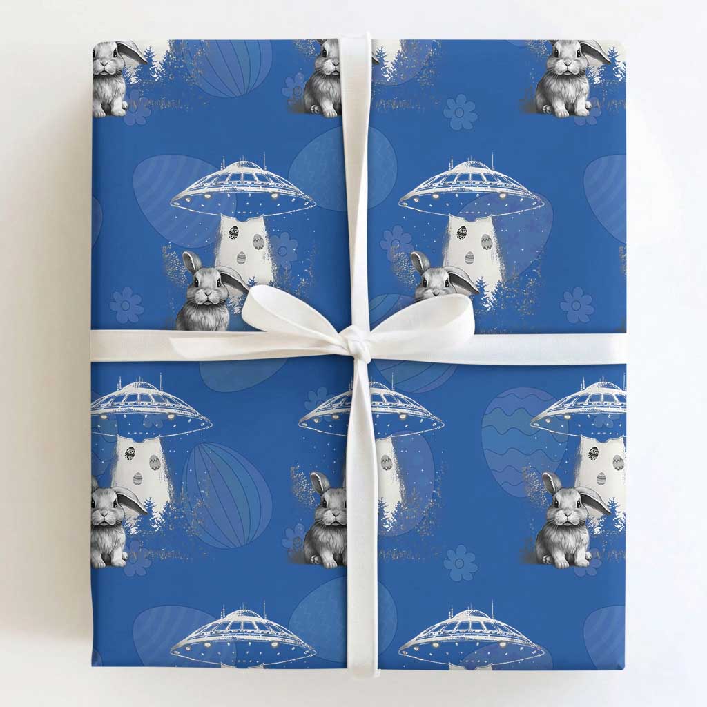 Funny Easter Day UFO Bunny Alien Eggs Wrapping Paper Roll