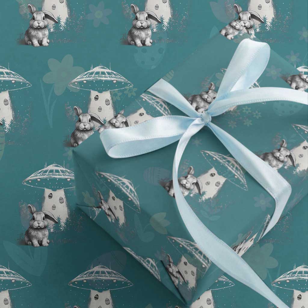 Funny Easter Day UFO Bunny Alien Eggs Wrapping Paper Roll