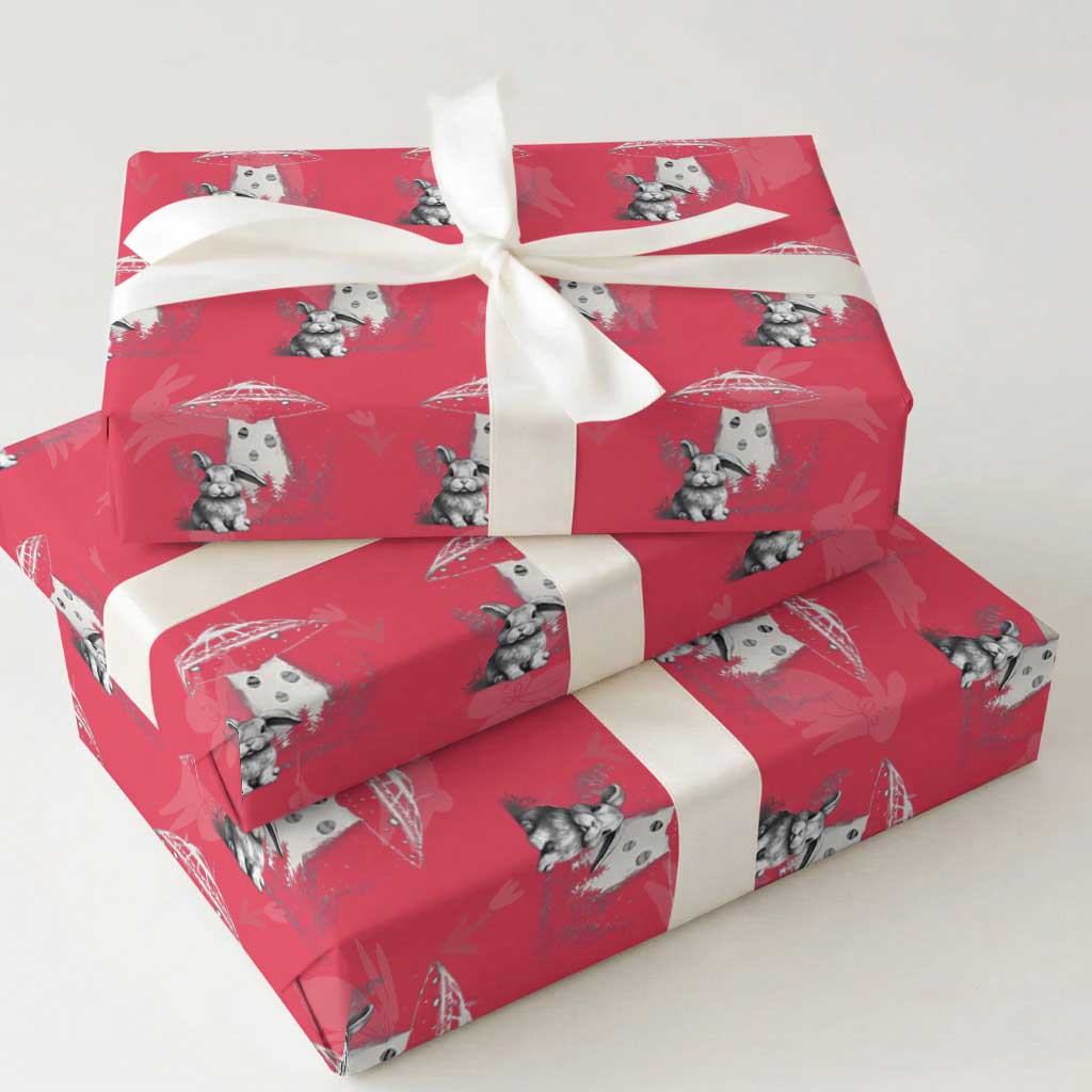 Funny Easter Day UFO Bunny Alien Eggs Wrapping Paper Roll