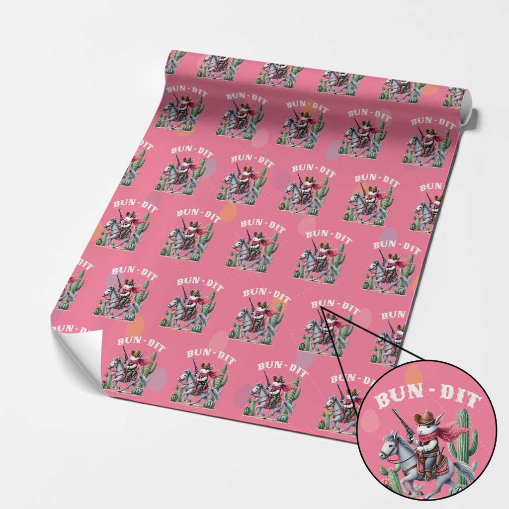 Funny Easter Day Western Wrapping Paper Roll Bun-dit Country Rabbit Cowboy Rodeo