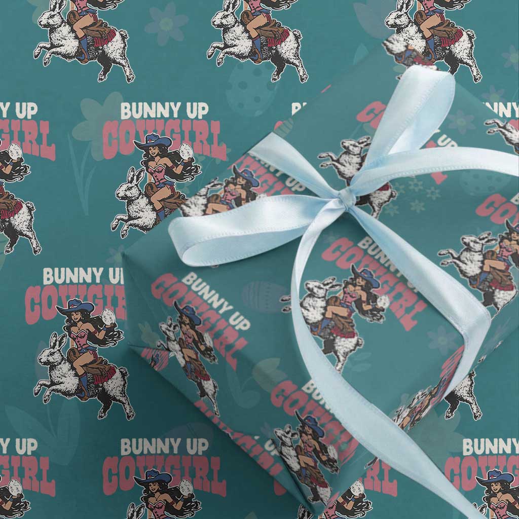 Funny Easter Day Western Wrapping Paper Roll Bunny Up Cowgirl Country Bunny