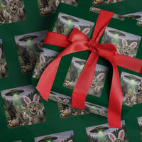 Funny Easter Day Wrapping Paper Roll Cat Selfie With Bunny Bigfoot UFO Bunny Egg