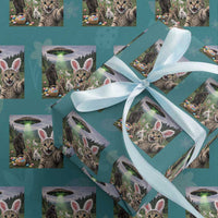 Funny Easter Day Wrapping Paper Roll Cat Selfie With Bunny Bigfoot UFO Bunny Egg