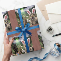 Funny Easter Day Wrapping Paper Roll Cat Selfie With Bunny Bigfoot UFO Bunny Egg