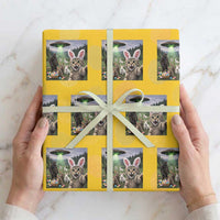 Funny Easter Day Wrapping Paper Roll Cat Selfie With Bunny Bigfoot UFO Bunny Egg