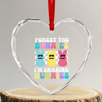 Funny Easter Forget The Bunnies I Am Chasing Hunnies Heart Crystal Glass Ornament