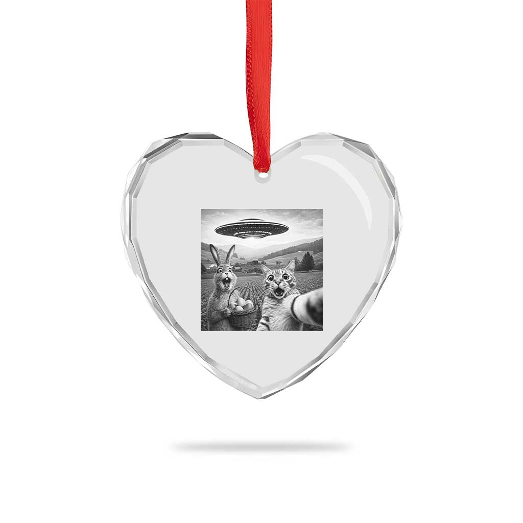 Funny Easter Heart Crystal Glass Ornament Christian Cat Selfie Bunny Meme