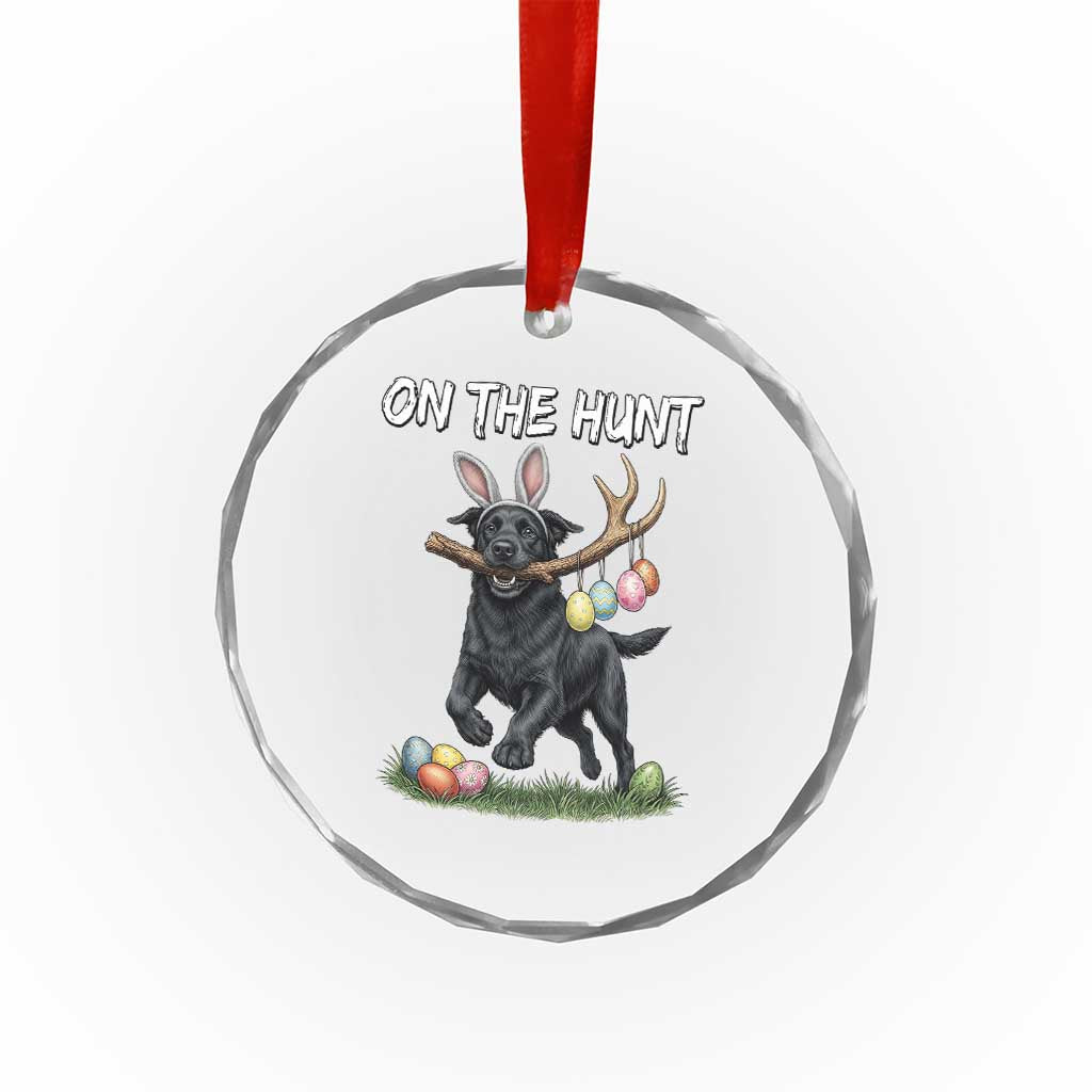 Funny Easter Hunting Dog Crystal Glass Ornament Labrador Bunny Ears On The Hunt